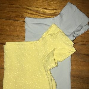 2 NEW pac sun off shoulder shirts blue and yellow